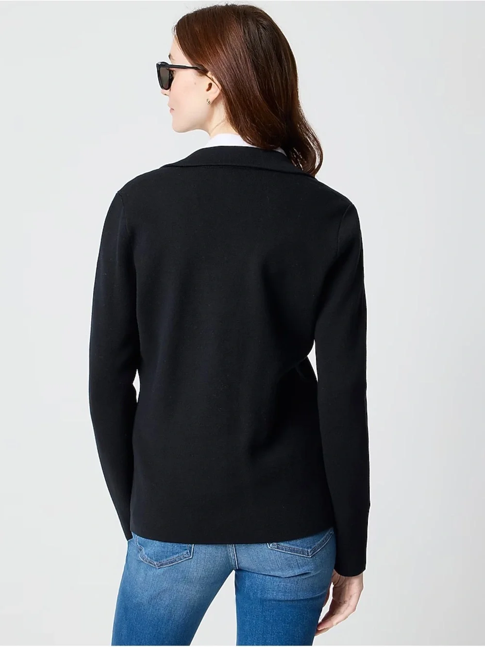 NWT J Crew Schoolboy Sweater/Blazer Women's Size Large Black One-Button Closure